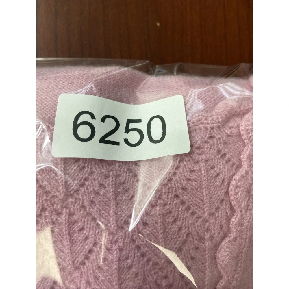 ERDOS Sweater Womens 105 Pink Cashmere Blend V Neck Bow Knit Pullover Top